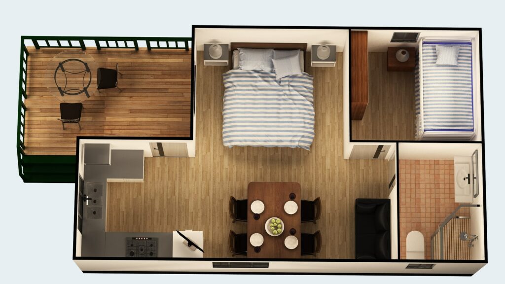 Studio-cabin floorplan